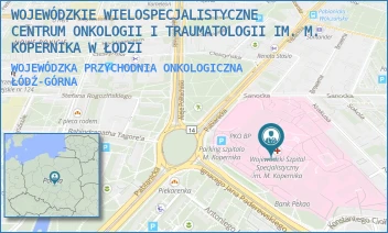 WOJEWÓDZKA PRZYCHODNIA ONKOLOGICZNA - WOJEWÓDZKIE WIELOSPECJALISTYCZNE CENTRUM ONKOLOGII I TRAUMATOLOGII IM. M. KOPERNIKA W ŁODZI - UL. PABIANICKA 62, ŁÓDŹ-GÓRNA