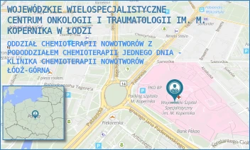 ODDZIAŁ CHEMIOTERAPII NOWOTWORÓW Z PODODDZIAŁEM CHEMIOTERAPII JEDNEGO DNIA - KLINIKA CHEMIOTERAPII NOWOTWORÓW - WOJEWÓDZKIE WIELOSPECJALISTYCZNE CENTRUM ONKOLOGII I TRAUMATOLOGII IM. M. KOPERNIKA W ŁODZI - UL. PABIANICKA 62, ŁÓDŹ-GÓRNA